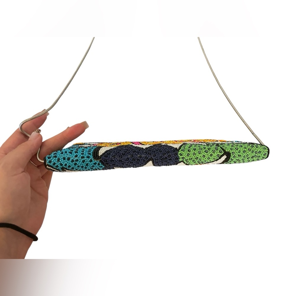 RICKI DESIGN Multicolored Beaded OMG Crossbody / Shoulder Bag with Metal Strap - Picture 9 of 15